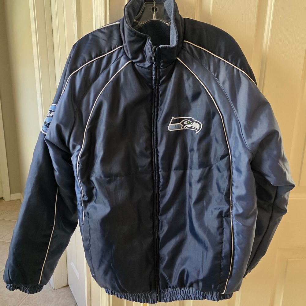 NFL Seattle Seahawks Dark Blue Bomber Jacket Men's LARGE